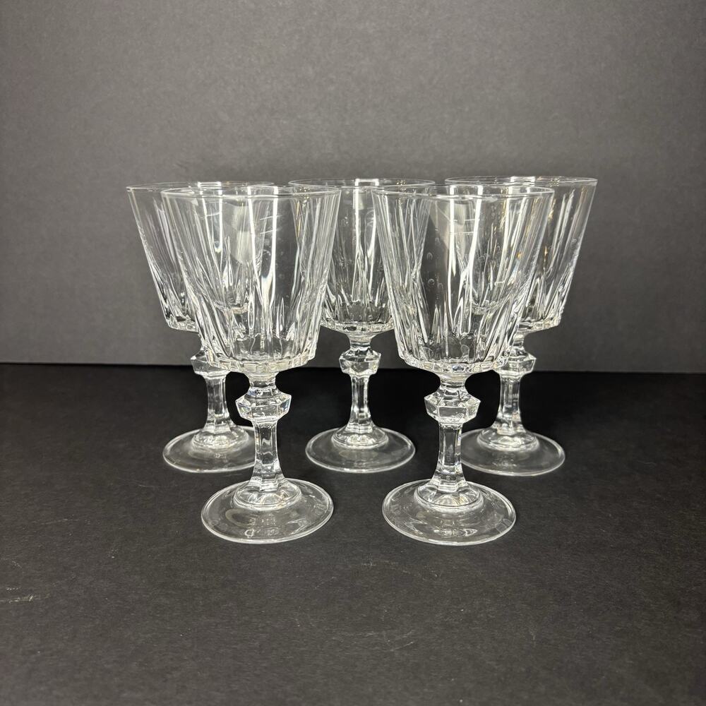 VTG Princess House Set of 5 Wine Esprit Knob Stem Water Blown 5 3/4" Clear